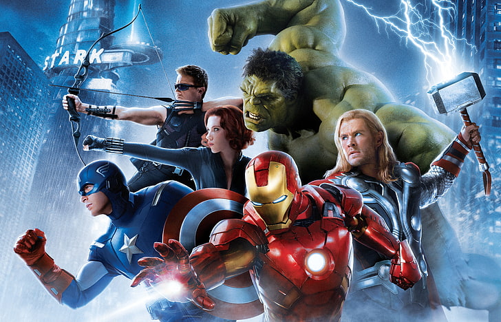 Marvel characters digital wallpaper, Iron Man, Thor, Hulk, Hawkeye, HD wallpaper