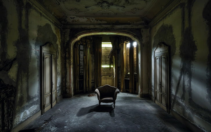 house, chair, spooky, abandoned
