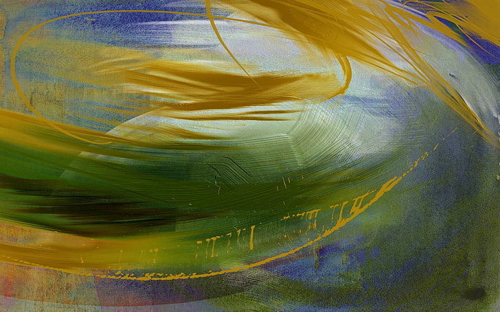 multicolored brush strokes abstract painting, mask, yellow, green, HD wallpaper