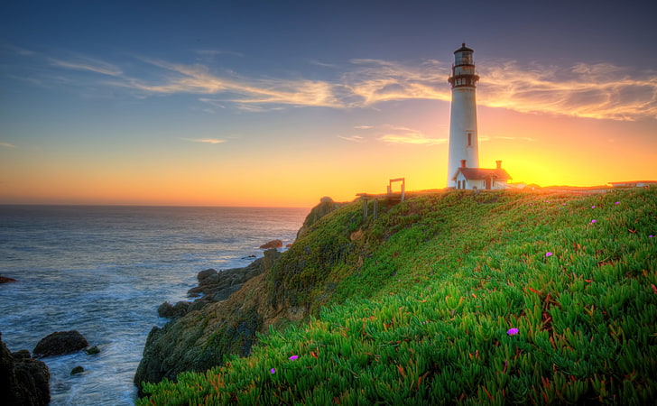 Pigeon Point Lighthouse, California, white lighthouse, United States
