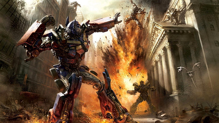 Optimus Prime digital wallpaper, Transformers, weapon, aggression