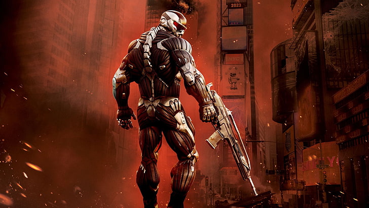 weapons, The city, fighter, Crysis 2, nanosuit, Crisis, Crytek, HD wallpaper