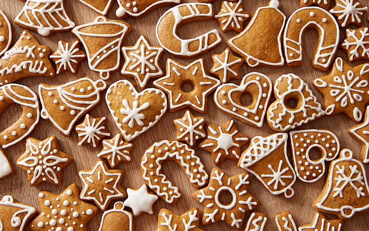 Christmas Cookies Decoration, gingerbread cookie lot, Nature, HD wallpaper