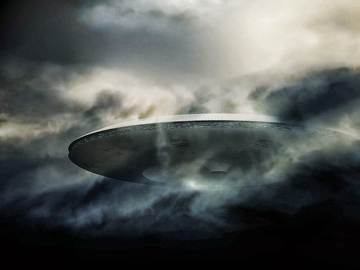 UFO illustration, science fiction, food and drink, no people, HD wallpaper