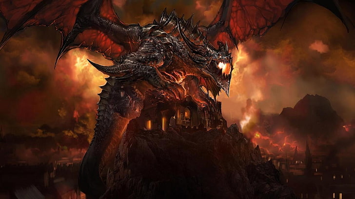 black and orange dragon illustrations, World of Warcraft: Cataclysm, HD wallpaper