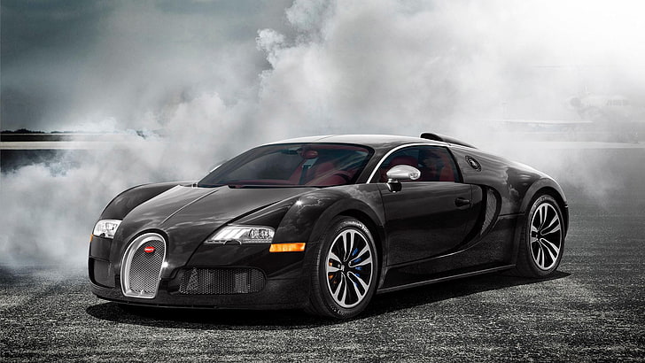 black Bugatti Veyron coupe, car, motor vehicle, mode of transportation, HD wallpaper