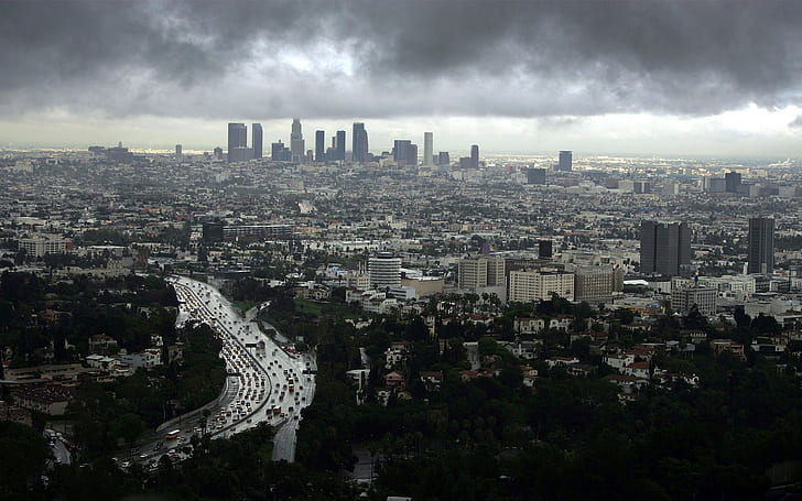cityscape, Los Angeles, overcast, urban