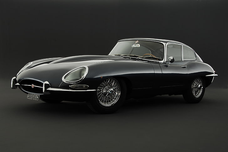 black coupe, e-type, jaguar, retro, sports, car, land Vehicle, HD wallpaper