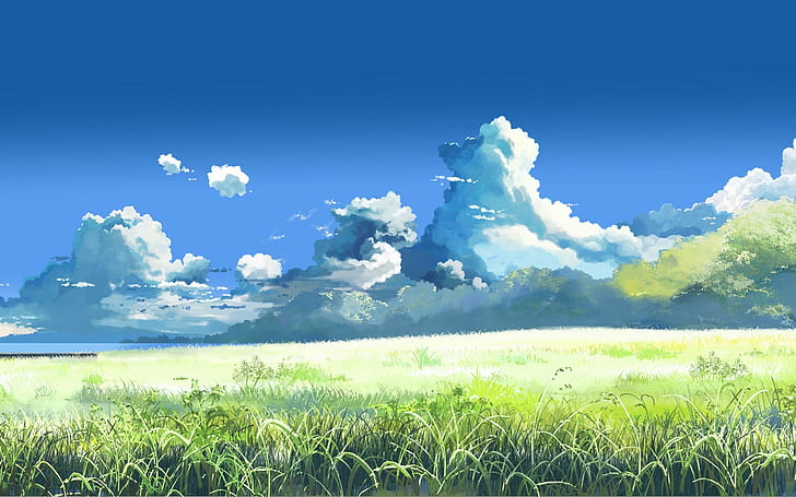 HD wallpaper: lake, forest, artwork, clouds, grass, landscape, anime,  nature | Wallpaper Flare