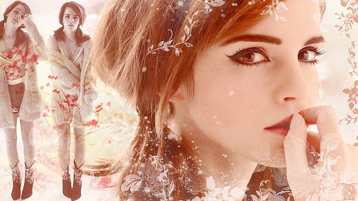 Emma Watson, collage, actress, young adult, beautiful woman, women