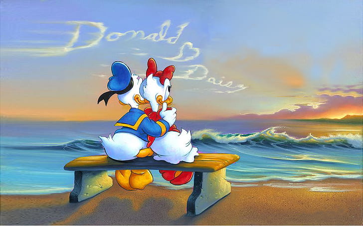 Donald Duck And Daisy Suset Message In The Clouds Romantic Couple Wallpapers Free Download 1920×1200
