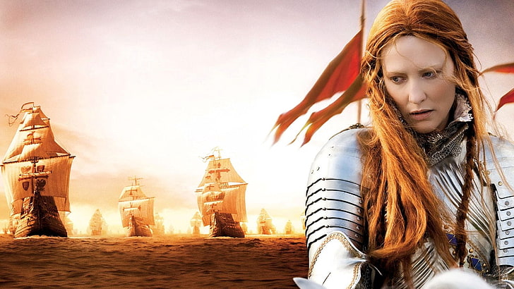 woman wearing armor photo, elizabeth, golden age, girl, red hair, HD wallpaper