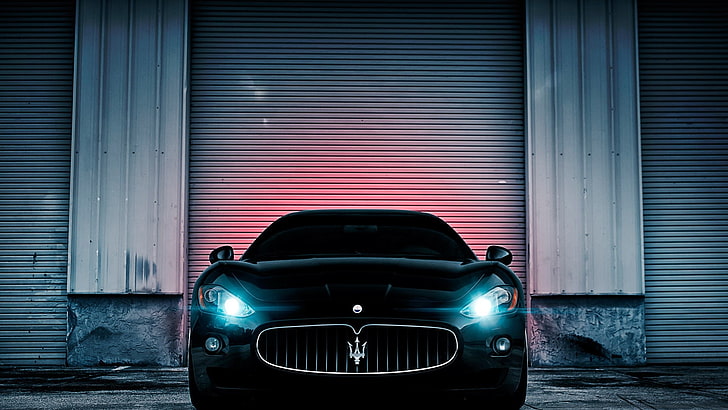 car, sports car, black cars, Maserati, Maserati GranTurismo, HD wallpaper