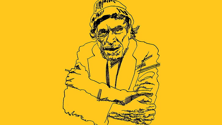 HD wallpaper: celebrity, Charles Bukowski, writers, artwork, portrait,  yellow | Wallpaper Flare