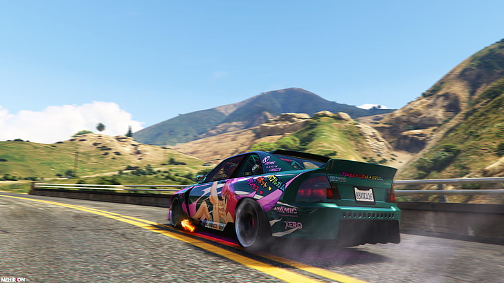 green and pink coupe, Grand Theft Auto V, Rockstar Games, Japanese cars