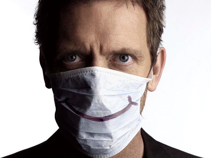 white mouth mask, house, Dr. house, Hugh Laurie, protective Mask - Workwear