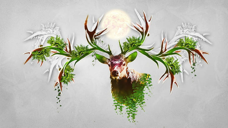 Abstract deer, antlers, Animal, HD wallpaper