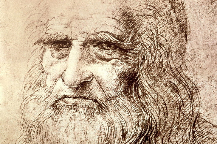 Leonardo da Vinci, close-up, portrait, art and craft, history