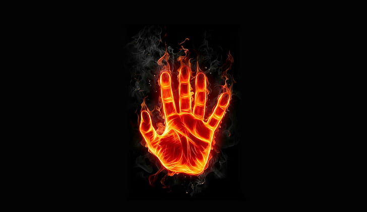 fire, flame, hand, art, palm, imprint