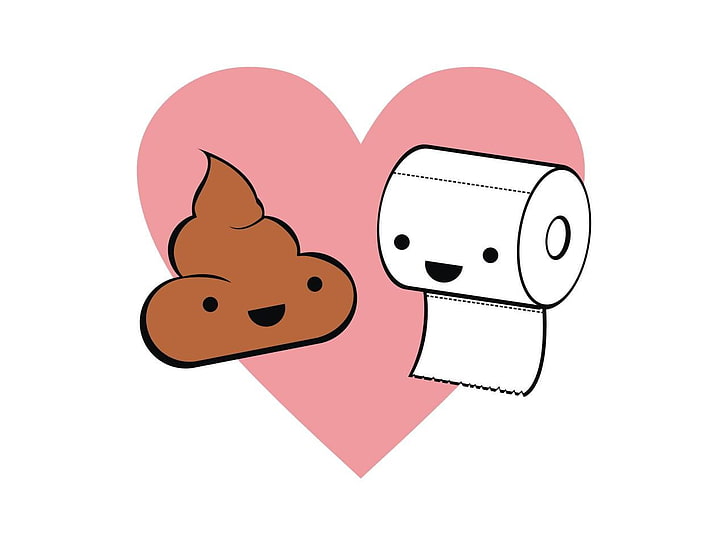 poop and tissue roll with heart illustration, love, paper, minimalism, HD wallpaper