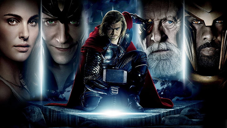 Chris Hemsworth as Thor, Heimdall (Marvel Comics), Loki, Natalie Portman