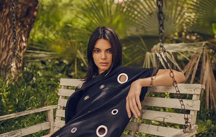 Kendall Jenner, model, celebrity, women, black dress, woman in black, HD wallpaper