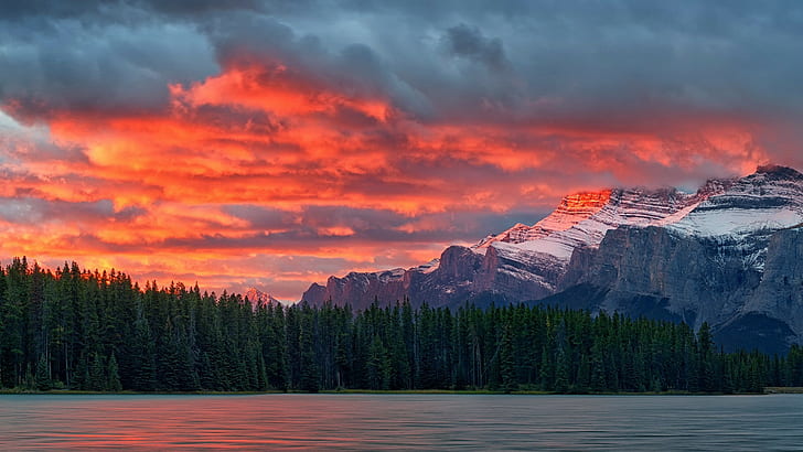 Mount Rundle, Canadian Rockies, Banff National Park, sunrise, HD wallpaper