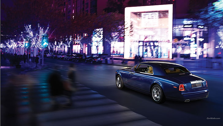 black single cab pickup truck, car, Rolls-Royce Phantom, city, HD wallpaper