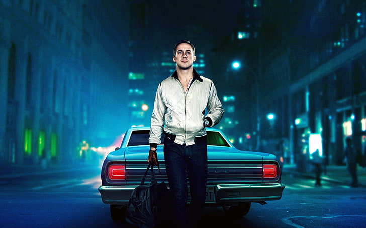Ryan Gosling Drive 4K HD Movie, car, mode of transportation, one person