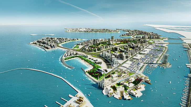 Deira Island Group Of Artificial Islands In Dubai United Arab Emirates Desktop Hd Wallpapers For Mobile Phones And Computer 3840×2160, HD wallpaper