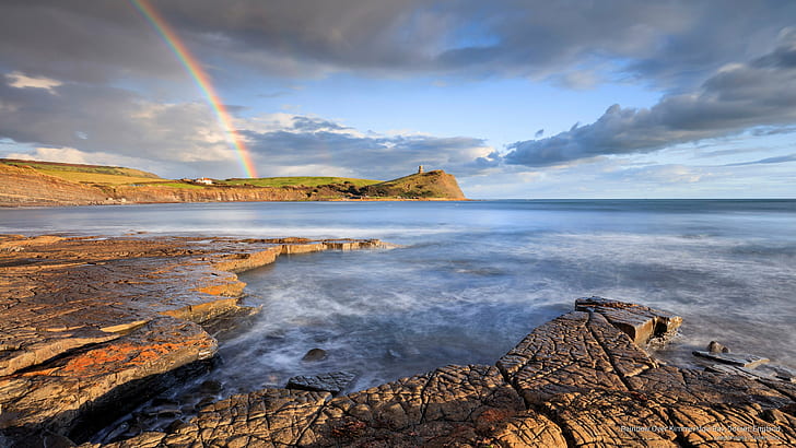 Rainbow Over Kimmeridge Bay, Dorset, England, Weather, HD wallpaper