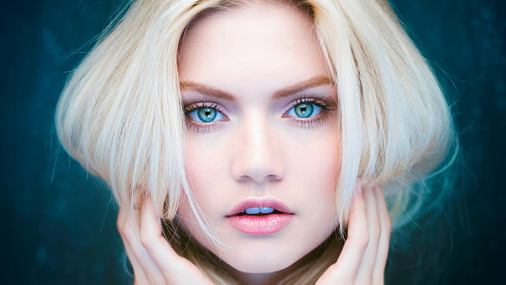 Martina Dimitrova, blue eyes, face, closeup, women, blonde