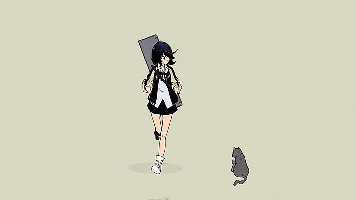 anime girls, Kill la Kill, Matoi Ryuuko, dark hair, manga, short skirt, HD wallpaper