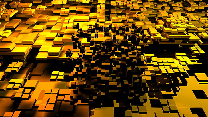 HD wallpaper: 3D, cube, yellow background, polygon art | Wallpaper Flare