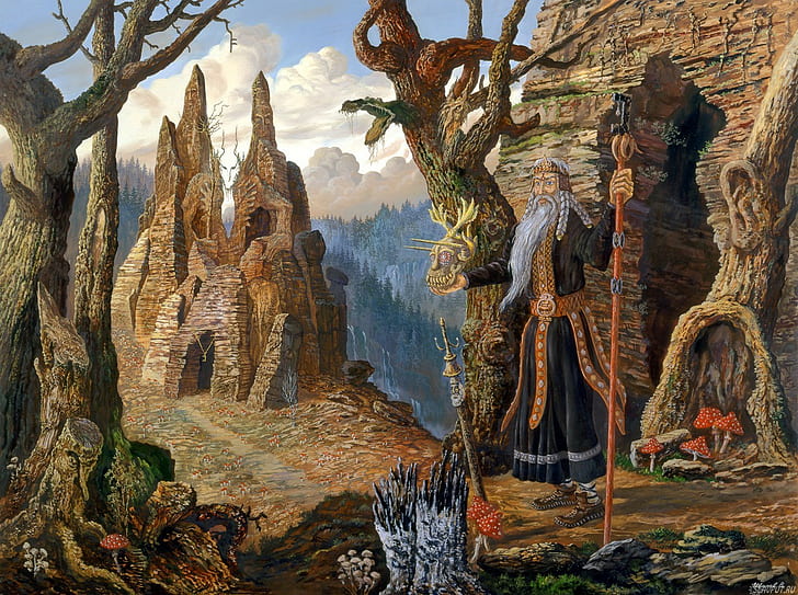 painting, artwork, fantasy art, Vsevolod Ivanov, HD wallpaper