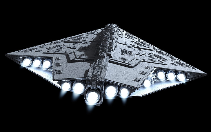 gray spaceship illustration, Star Destroyer, black background