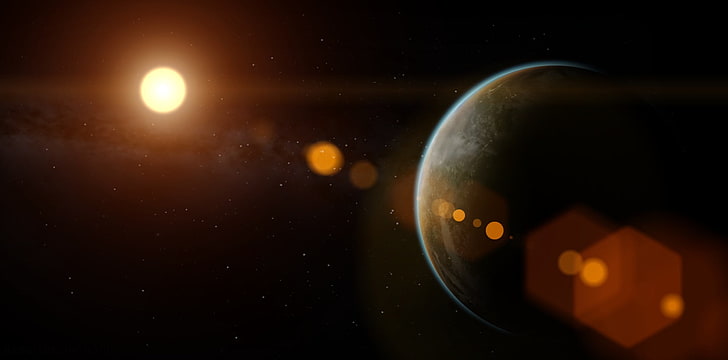 sun and planet, Kerbal Space Program, Earth, astronomy, night, HD wallpaper