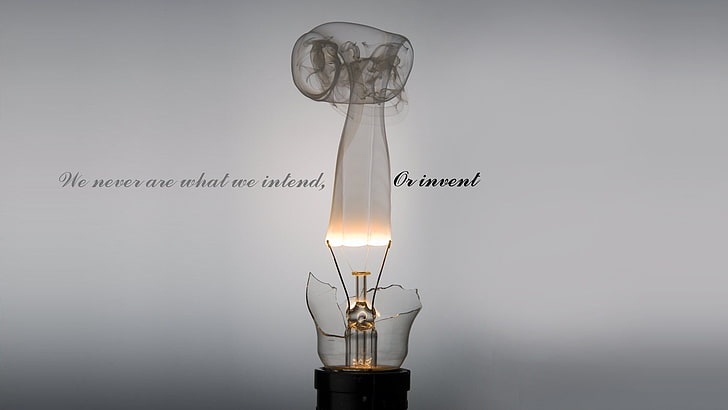 oil lamp wallpaper, quote, lightbulb, typography, simple background, HD wallpaper