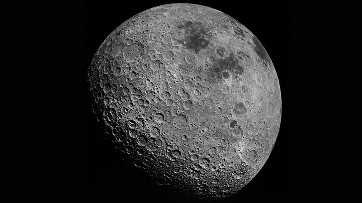 grayscale photo of moon, space, space art, Solar System, moon surface