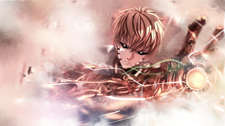 Genos wallpaper, One-Punch Man, anime, cyborg, yellow eyes, one person