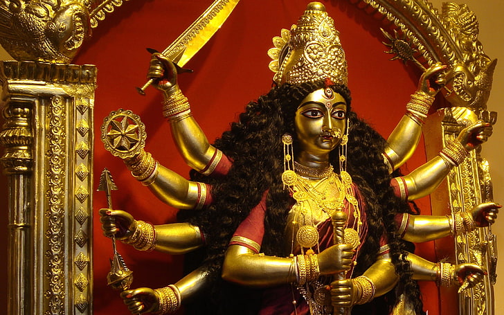 Maa Durga Statue, Hindu god statue, Festivals / Holidays, sculpture, HD wallpaper