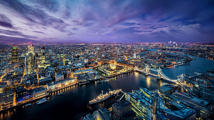 aerial photography of London, cityscape, London Bridge, architecture
