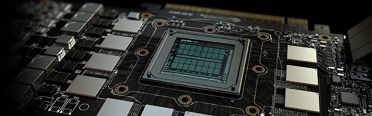 black circuit board, Nvidia, GPUs, technology, PC gaming, multiple display, HD wallpaper
