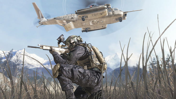 Call of Duty COD Modern Warfare Soldier Helicopter HD, video games, HD wallpaper