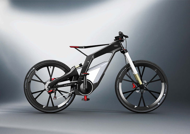 black bicycle, bike, Audi, carbon, sport, wheel, cycling, tire, HD wallpaper