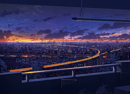 Hd Wallpaper Sky City Night Anime Japan Road Wallpaper Flare