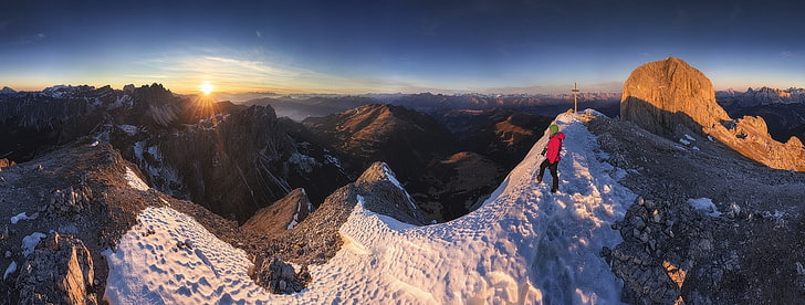 landscape, nature, Dolomites (mountains), sunset, panoramas, HD wallpaper
