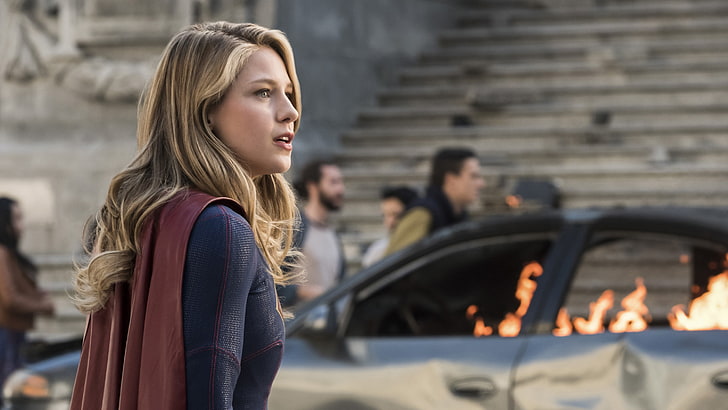 Melissa Benoist in Supergirl 2018, young adult, side view, women