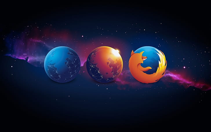 Firefox Planet, mozilla firefox logo, planets, hi tech, HD wallpaper