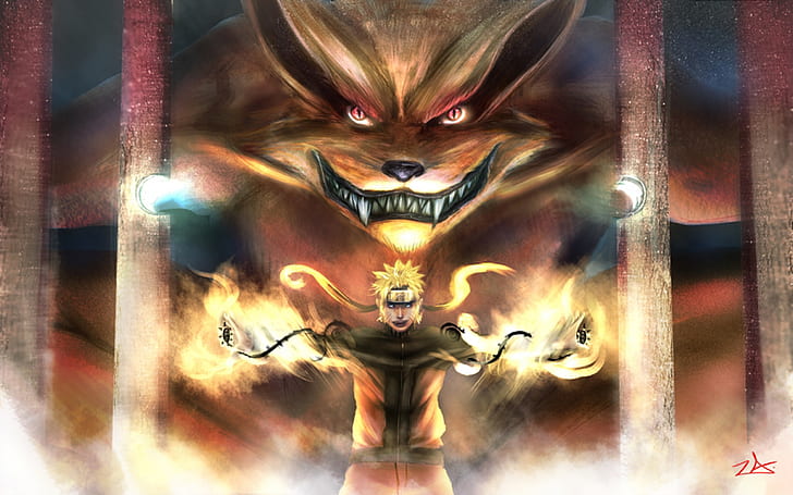Anime, Naruto, Fox, Kurama (Naruto), Naruto Uzumaki, HD wallpaper